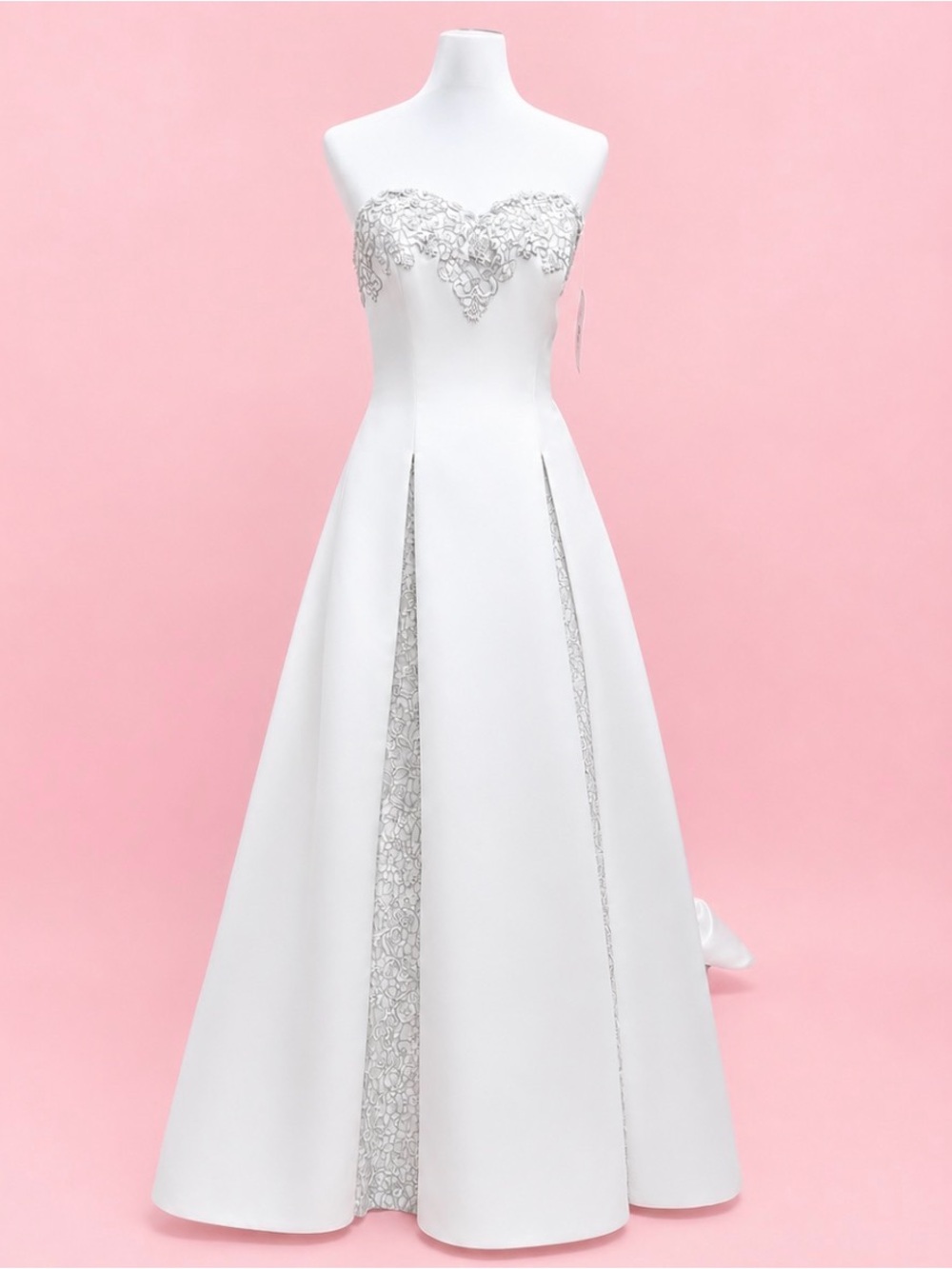 Anjolique Strapless Lace-Embellished A-Line Wedding Gown in White - Picture 2 of 8